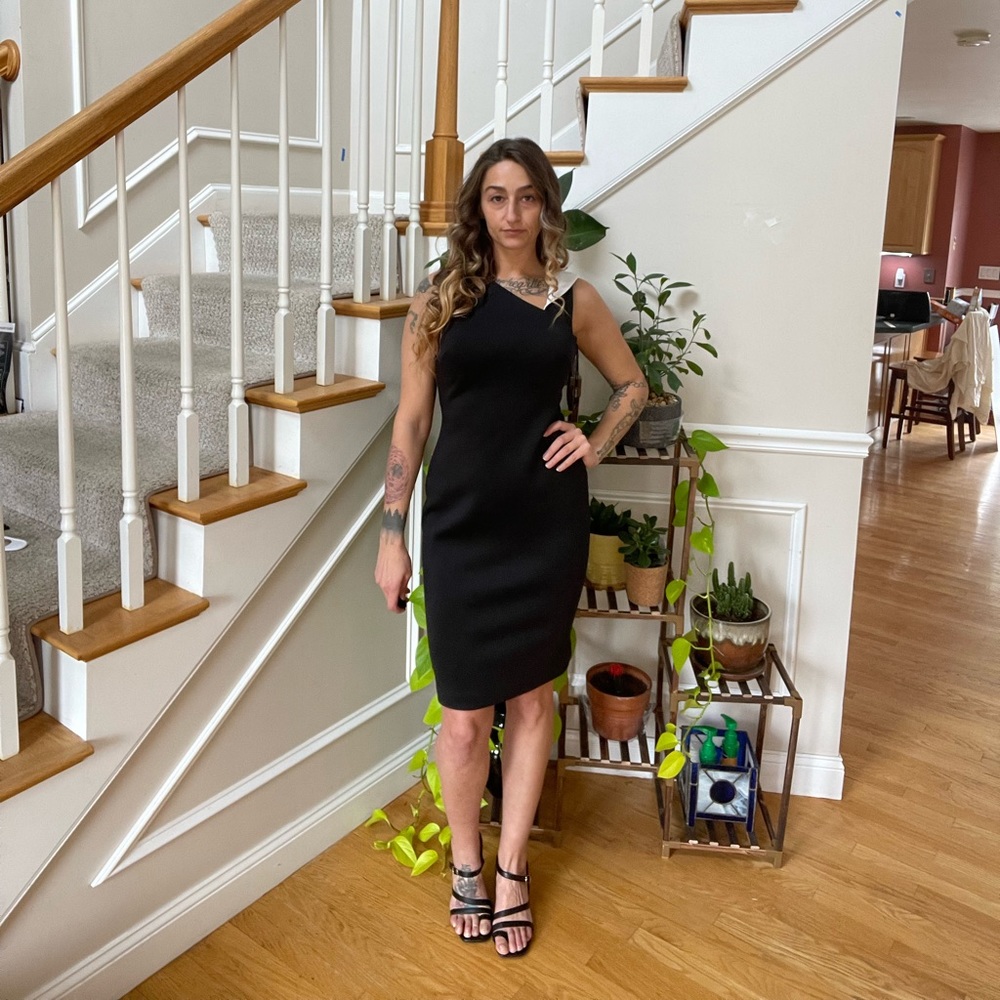 Formal Black and White Asymmetrical Calvin Klein Dress
